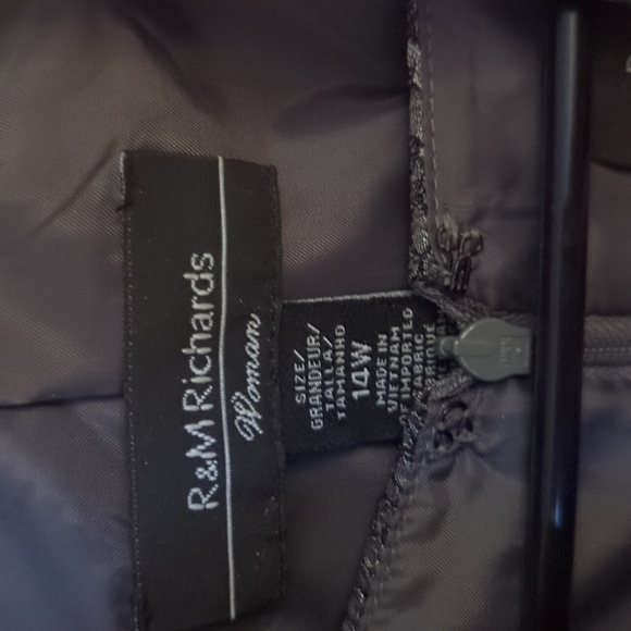 R & M Richards Gray Metallic Two Piece Jacket & Sheath Formal Dress Size 14W - Picture 4 of 8